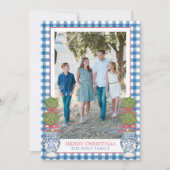 水彩クリスマストトピアリーギンガムフォト シーズンカード (正面)