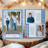 水彩クリスマストトピアリーギンガムフォト シーズンカード