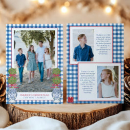 水彩クリスマストトピアリーギンガムフォト シーズンカード