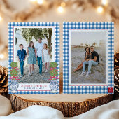 水彩クリスマストトピアリーギンガムフォト シーズンカード