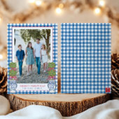 水彩クリスマストトピアリーギンガムフォト シーズンカード