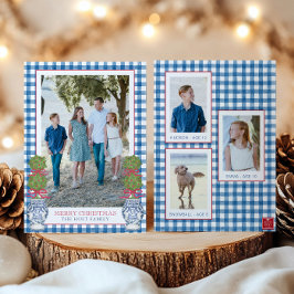 水彩クリスマストトピアリーギンガムフォト シーズンカード