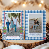 水彩クリスマストトピアリーギンガムフォト シーズンカード