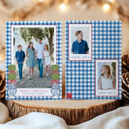 水彩クリスマストトピアリーギンガムフォト シーズンカード