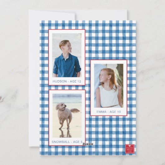 水彩クリスマストトピアリーギンガムフォト シーズンカード (裏面)