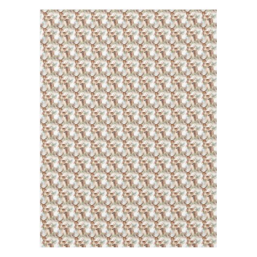 水彩クリスマストナカイの緑のホリーベリー テーブルクロス (正面)