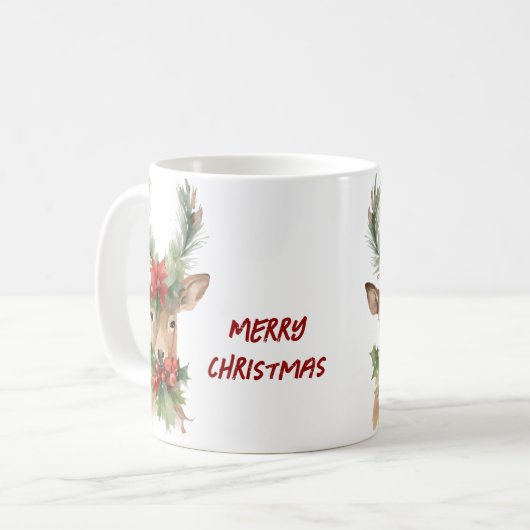 水彩クリスマストナカイ コーヒーマグカップ (正面左)