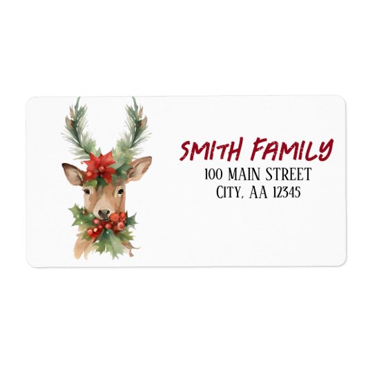 水彩クリスマストナカイ ラベル (正面)