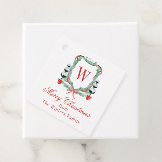 水彩クリスマストピアリーモノグラムクレスト フェイバータグ (インサイチュ)