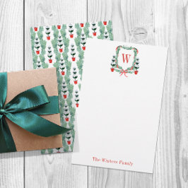 水彩クリスマストピアリーモノグラムクレスト 便箋