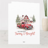 水彩クリスマストラックとヴィンテージ納屋 カード (裏面)