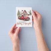 水彩クリスマストラックとヴィンテージ納屋 チラシ (手)