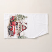 水彩クリスマストラックとヴィンテージ納屋 バスタオルセット (ハンドタオル)