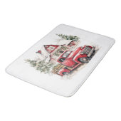 水彩クリスマストラックとヴィンテージ納屋 バスマット (アングル)