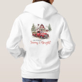 水彩クリスマストラックとヴィンテージ納屋 パーカ (裏面)