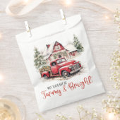 水彩クリスマストラックとヴィンテージ納屋 フェイバーバッグ (クリップ留めされた状態)