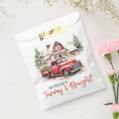 水彩クリスマストラックとヴィンテージ納屋 フェイバーバッグ (封をした状態)