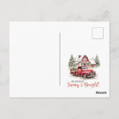 水彩クリスマストラックとヴィンテージ納屋 ポストカード (裏面)
