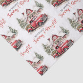 水彩クリスマストラックとヴィンテージ納屋 薄葉紙 (詳細)