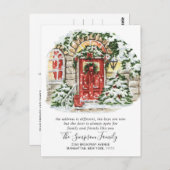 水彩クリスマスドア 引越しのお知らせ ポーズ ポストカード (正面/裏面)
