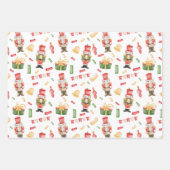 水彩クリスマスナツクラッカーと装飾 ラッピングペーパーシート (正面3)