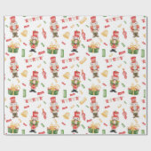 水彩クリスマスナツクラッカーと装飾 ラッピングペーパー (フラット)