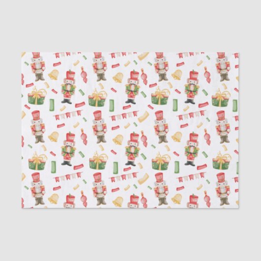 水彩クリスマスナツクラッカーと装飾 薄葉紙 (正面)