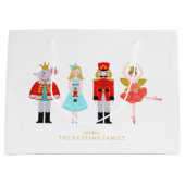 水彩クリスマスナツクラッカーキャラクター ラージペーパーバッグ (正面)