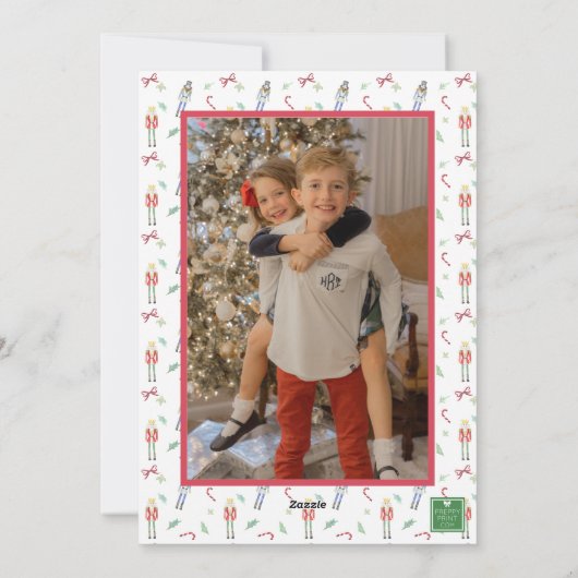 水彩クリスマスナツクラッカー&ガーランド写真 シーズンカード (裏面)