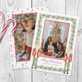 水彩クリスマスナツクラッカー&ガーランド写真 シーズンカード