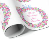 水彩クリスマスバウズリース パーソナライズされた ラッピングペーパー (ロールコーナー)