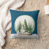 水彩クリスマスバニーと雪だるま クッション (ブランケット)