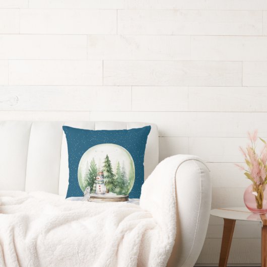 水彩クリスマスバニーと雪だるま クッション (ソファ)