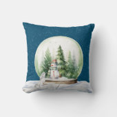 水彩クリスマスバニーと雪だるま クッション (正面)