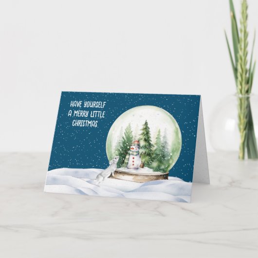 水彩クリスマスバニーと雪だるま シーズンカード (正面)