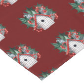 水彩クリスマスバードハウスパターン ショートテーブルランナー (コーナー)