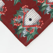 水彩クリスマスバードハウス フリースブランケット (角)