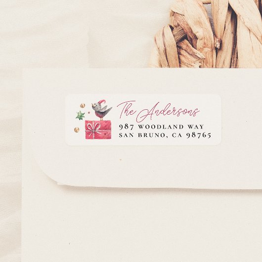 水彩クリスマスバード&ギフト ラベル