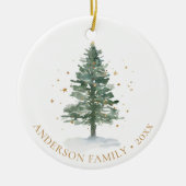 水彩クリスマスパイン写真 セラミックオーナメント (正面)