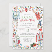 水彩クリスマスパジャマパーティの招待状 招待状 (正面)