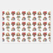 水彩クリスマスパターン ラッピングペーパーシート (正面)