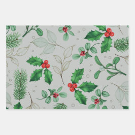 水彩クリスマスパターン  ラッピングペーパーシート
