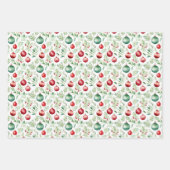 水彩クリスマスパターン ラッピングペーパーシート (正面3)