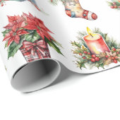 水彩クリスマスパターン ラッピングペーパー (ロールコーナー)