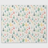水彩クリスマスパターン ラッピングペーパー (フラット)