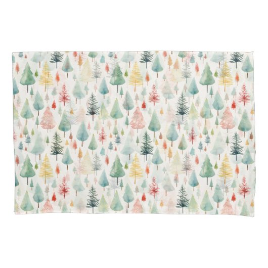 水彩クリスマスパターン 枕カバー (正面)