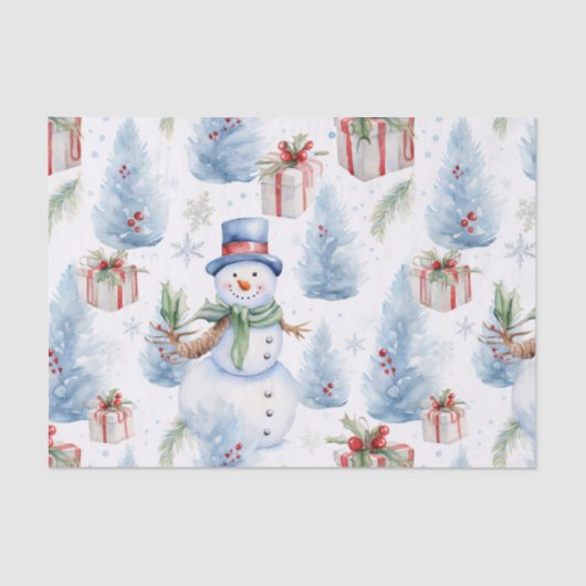 水彩クリスマスパターン 薄葉紙 (正面)
