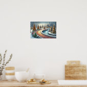 水彩クリスマスパークシーン ポスター (キッチン)