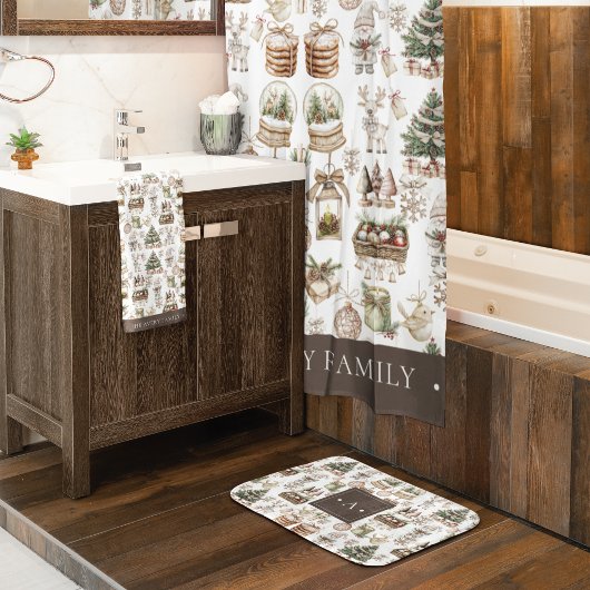 水彩クリスマスパーソナライズされたモダン シャワーカーテン