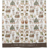 水彩クリスマスパーソナライズされたモダン シャワーカーテン (正面)